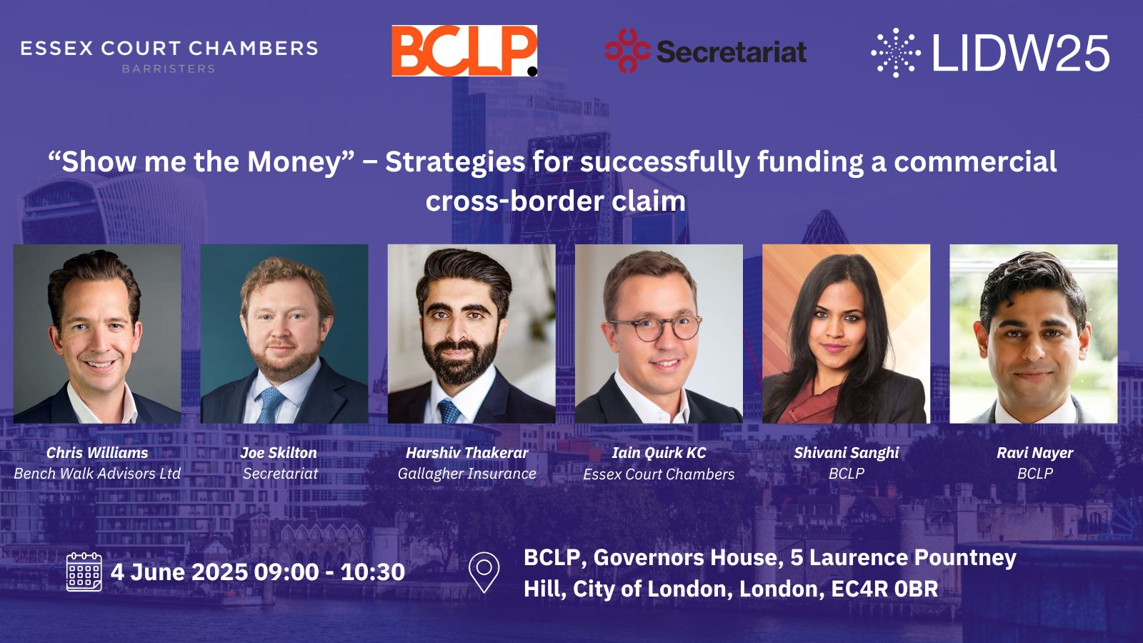 LIDW2025:“Show me the Money” – Strategies for successfully funding a commercial cross-border claim